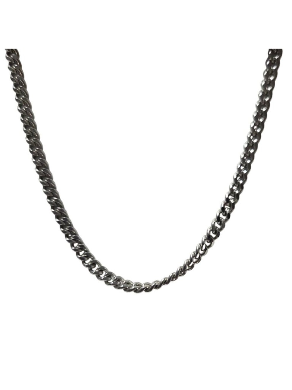 Vintage Curb Chain Necklace Silver Tone Cuban Link Streetwear HipHop Mens
